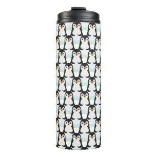 Modern Black and White Penguin Pattern Thermosbeker