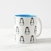 Modern Black and White Penguin Pattern Tweekleurige Koffiemok (Voorkant rechts)