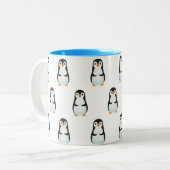 Modern Black and White Penguin Pattern Tweekleurige Koffiemok (Voorkant links)