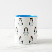 Modern Black and White Penguin Pattern Tweekleurige Koffiemok (Center)
