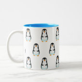 Modern Black and White Penguin Pattern Tweekleurige Koffiemok (Links)