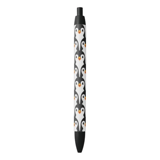Modern Black and White Penguin Pattern Zwarte Inkt Pen (Voorkant Verticaal)