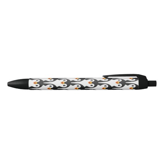 Modern Black and White Penguin Pattern Zwarte Inkt Pen (Bovenkant)