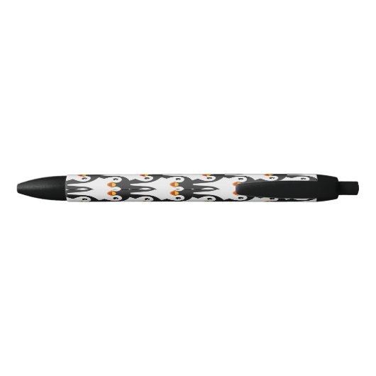 Modern Black and White Penguin Pattern Zwarte Inkt Pen (Achterkant)