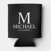 Modern Black and White Personalized Groomsman Blikjeskoeler (Voorkant)