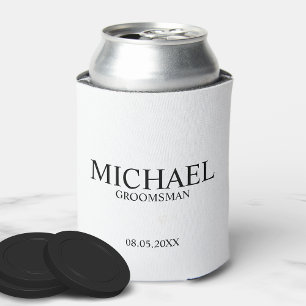 Modern Black and White Personalized Groomsman Blikjeskoeler