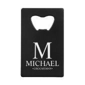 Modern Black and White Personalized Groomsman Creditkaart Flessenopener (Voorkant)