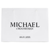 Modern Black and White Personalized Groomsman Groot Cadeauzakje (Voorkant)
