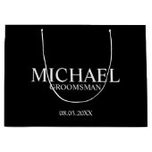 Modern Black and White Personalized Groomsman Groot Cadeauzakje (Voorkant)
