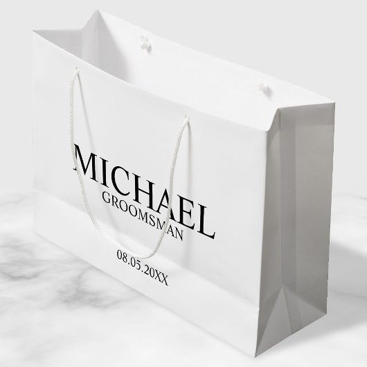 Modern Black and White Personalized Groomsman Groot Cadeauzakje