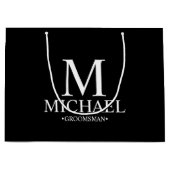Modern Black and White Personalized Groomsman Groot Cadeauzakje (Voorkant)
