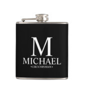 Modern Black and White Personalized Groomsman Heupfles (Voorkant)