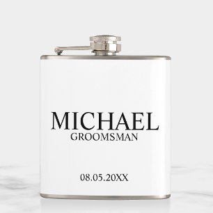 Modern Black and White Personalized Groomsman Heupfles