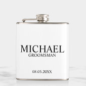 Modern Black and White Personalized Groomsman Heupfles