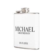 Modern Black and White Personalized Groomsman Heupfles (Links)