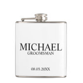Modern Black and White Personalized Groomsman Heupfles (Voorkant)