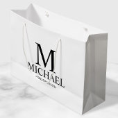 Modern Black and White Personalized Groomsman Large Cadeautasje