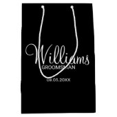 Modern Black and White Personalized Groomsman Medium Cadeauzakje (Voorkant)