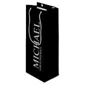 Modern Black and White Personalized Groomsman Wijn Cadeautas (Voorkant Gekanteld)