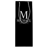 Modern Black and White Personalized Groomsman Wijn Cadeautas (Voorkant)