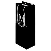 Modern Black and White Personalized Groomsman Wijn Cadeautas (Voorkant Gekanteld)