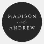 Modern Black and White Personalized Wedding Ronde Sticker (Voorkant)