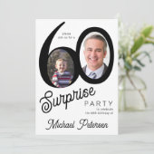 Modern black and white photo 60th birthday party kaart (Staand voorkant)