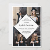 Modern Black and White Photo Afstuderen Invitation Kaart (Voorkant)