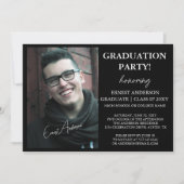 Modern Black and White Photo Afstuderen Invitation Kaart (Voorkant)