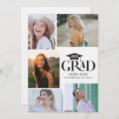 Modern Black and White Photo Collage Invitation Kaart (Voorkant / Achterkant)