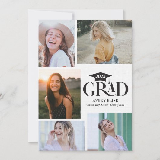 Modern Black and White Photo Collage Invitation Kaart (Voorkant)