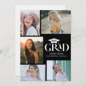 Modern Black and White Photo Collage Invitation Kaart (Voorkant / Achterkant)