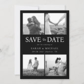 Modern Black and White Photo Collage Wedding Save The Date (Voorkant)