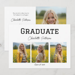 Modern Black and White Photo Graduation Kaart
