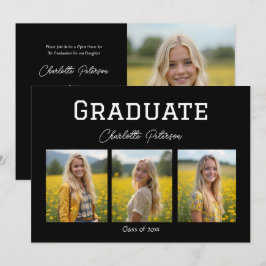 Modern Black and White Photo Graduation Kaart