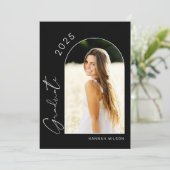 Modern Black and White Photo Graduparty Kaart (Staand voorkant)
