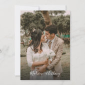 Modern Black and White Photo QR Code RSVP Weddensc Kaart (Voorkant)