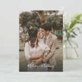 Modern Black and White Photo QR Code RSVP Weddensc Kaart (Staand voorkant)