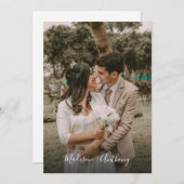 Modern Black and White Photo QR Code RSVP Weddensc Kaart (Voorkant / Achterkant)