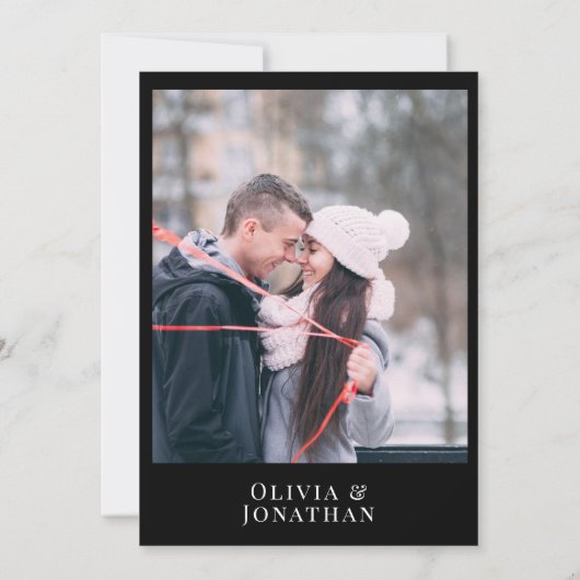 Modern Black and White Photo Rehearsal Dinner Kaart (Achterkant)