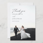 Modern Black and White Photo Wedding Bedankkaart (Voorkant)