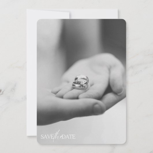 Modern Black and White Photo Wedding Invitation Kaart (Achterkant)