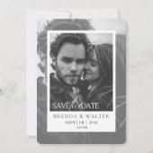 Modern Black and White Photo Wedding Invitation Kaart (Voorkant)