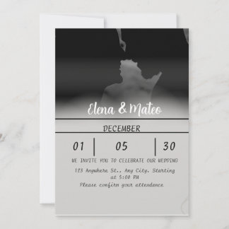 Modern Black and White Photo Wedding Invitation Kaart