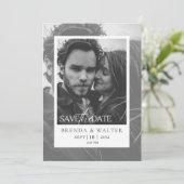Modern Black and White Photo Wedding Invitation Kaart (Staand voorkant)