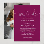 Modern black and white Photo Wedding Kaart (Voorkant / Achterkant)