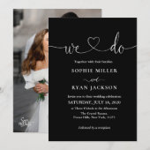 Modern black and white Photo Wedding Kaart (Voorkant / Achterkant)