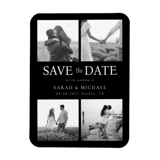 Modern Black and White Photo Wedding Save the Date Magneet (Verticaal)