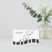 Modern Black and White Piano Teacher Visitekaartje (Staand voorkant)