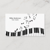 Modern Black and White Piano Teacher Visitekaartje (Voorkant)